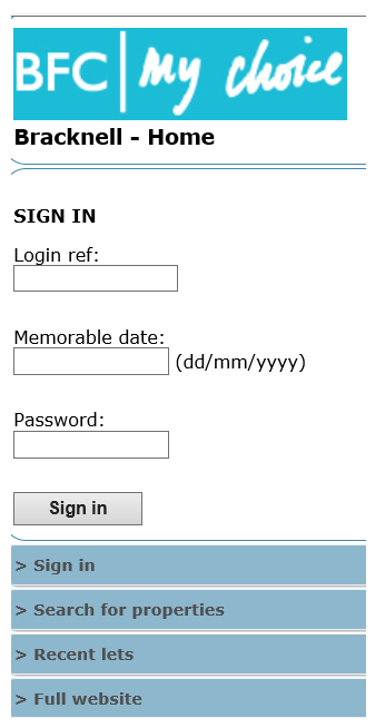 Mobile Website Login Page